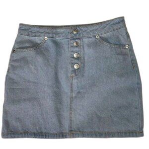 EUC Women's Denim Skirt Size M Blue Button Cotton Forever 21 Mini